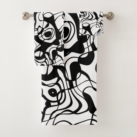Zwart-wit gemarmerd Abstract Bad Handdoek (Insitu)