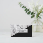 Zwart & Wit gemarmerd en driehoek Visitekaartje (Staand voorkant)