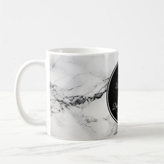 Zwart-wit gemarmerd en hart koffiemok (Links)