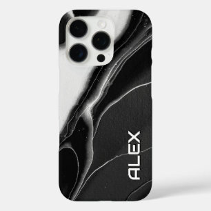 Zwart-wit gemarmerd inktpatroon - Modern Abster iPhone 16 Pro Hoesje