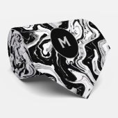 Zwart-wit gemarmerd monogram stropdas (Opgerold)