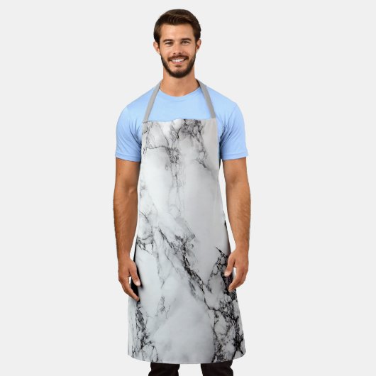 Zwart-wit gemarmerd schort (Gedragen)