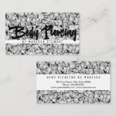 Zwart-wit gematigd getrokken bloemen visitekaartje (Voorkant / Achterkant)