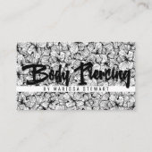 Zwart-wit gematigd getrokken bloemen visitekaartje (Voorkant)