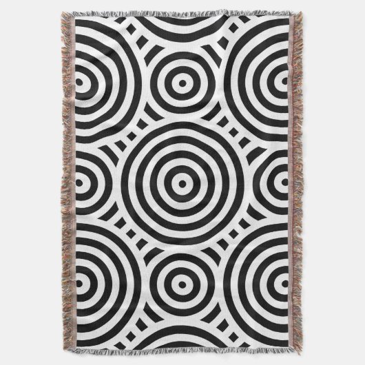 Zwart-wit geneste cirkelpatroon deken (Voorkant Verticaal)