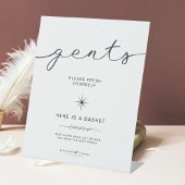 Zwart-wit Gents Badkamermand Trouwen Reclamebord Met Voetstuk