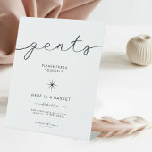 Zwart-wit Gents Badkamermand Trouwen Reclamebord Met Voetstuk