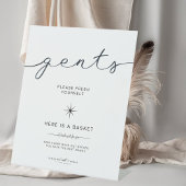 Zwart-wit Gents Badkamermand Trouwen Reclamebord Met Voetstuk