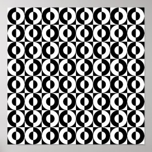 Zwart-wit Geo Combo Funky Circles Poster