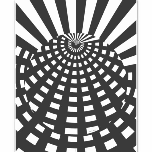 Zwart-wit Geo Orb Sticker (Voorkant)