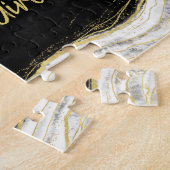 Zwart Wit Geode wordt ons Bloemenmeisje voorstel Legpuzzel (Zijkant)