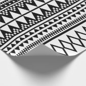 Zwart-wit Geometric Aztec Pattern Cadeaupapier (Hoek)