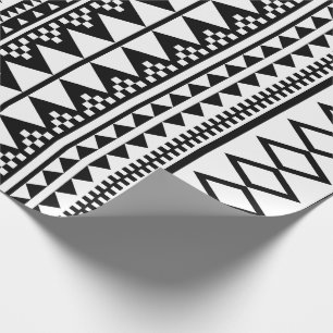 Zwart-wit Geometric Aztec Pattern Cadeaupapier