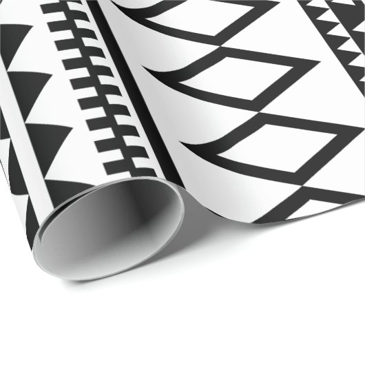 Zwart-wit Geometric Aztec Pattern Cadeaupapier (Rol Hoek)