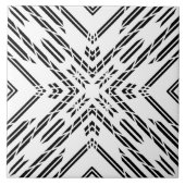 Zwart-wit Geometric Chevron Tegeltje (Voorkant)