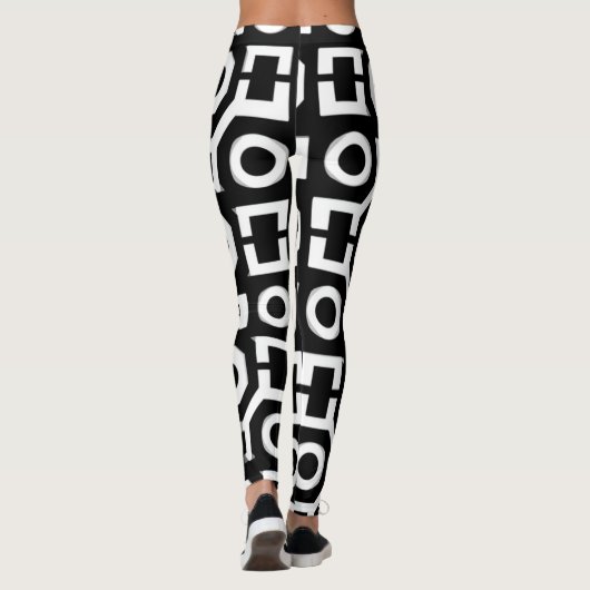 Zwart-wit geometrie Leggings (Achterkant)
