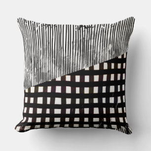 Zwart-wit geometrisch abstract glitch kussen