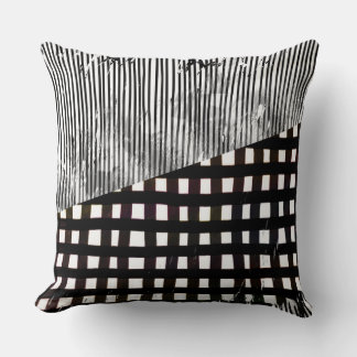 Zwart-wit geometrisch abstract glitch kussen