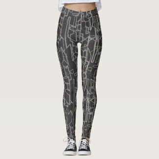 zwart-wit geometrisch abstract patroon leggings