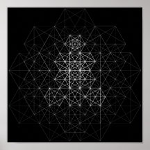 Zwart-wit Geometrisch Abstract Patroon Poster