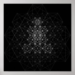 Zwart-wit Geometrisch Abstract Patroon Poster