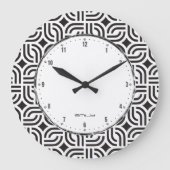 Zwart wit geometrisch Antiek patroon Grote Klok (Voorkant)