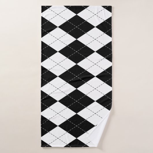 Zwart Wit Geometrisch Argyle Patroon Badhanddoek (Badhanddoek)