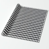 Zwart Wit Geometrisch Argyle Patroon Cadeaupapier (Uitgerold)