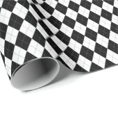 Zwart Wit Geometrisch Argyle Patroon Cadeaupapier (Rol Hoek)