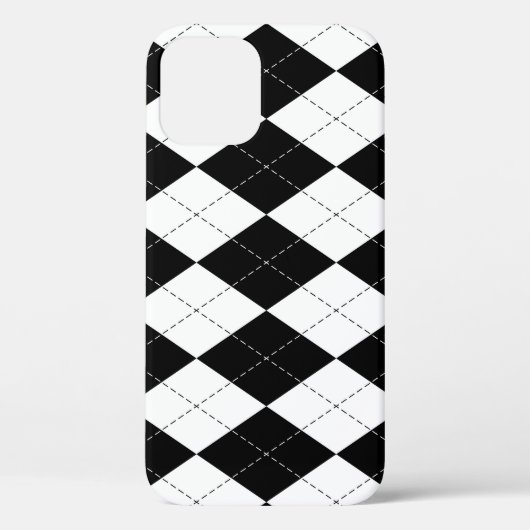 Zwart Wit Geometrisch Argyle Patroon Case-Mate iPhone Case (Achterkant)