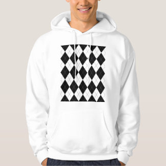 Zwart Wit Geometrisch Argyle Patroon Hoodie