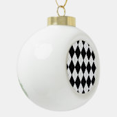Zwart Wit Geometrisch Argyle Patroon Keramische Bal Ornament (Links)
