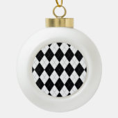Zwart Wit Geometrisch Argyle Patroon Keramische Bal Ornament (Voorkant)