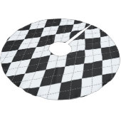 Zwart Wit Geometrisch Argyle Patroon Kerstboom Rok (Gekanteld)