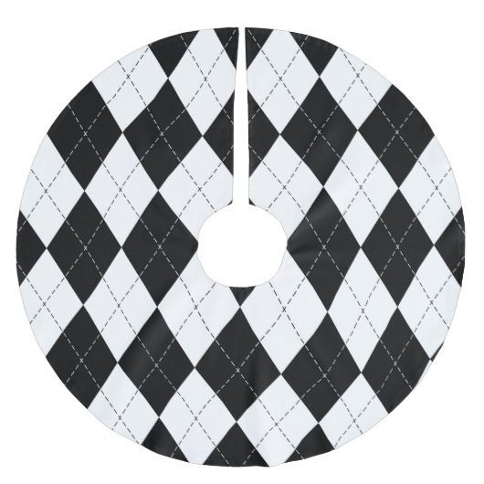 Zwart Wit Geometrisch Argyle Patroon Kerstboom Rok (Voorkant)