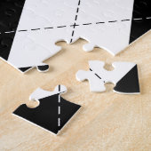 Zwart Wit Geometrisch Argyle Patroon Legpuzzel (Zijkant)