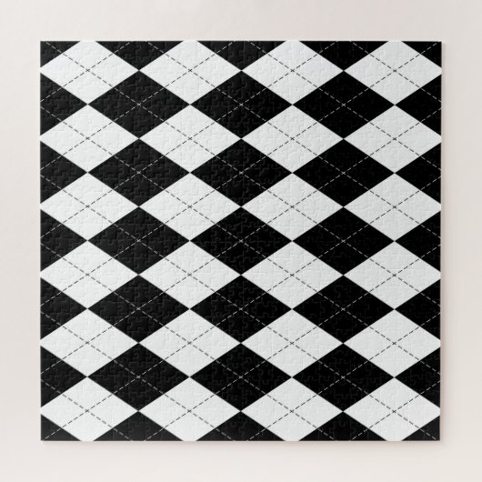 Zwart Wit Geometrisch Argyle Patroon Legpuzzel (Horizontaal)