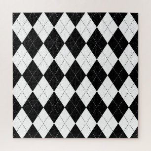 Zwart Wit Geometrisch Argyle Patroon Legpuzzel