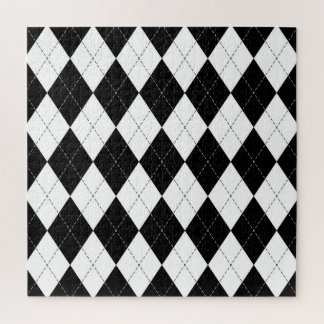 Zwart Wit Geometrisch Argyle Patroon Legpuzzel