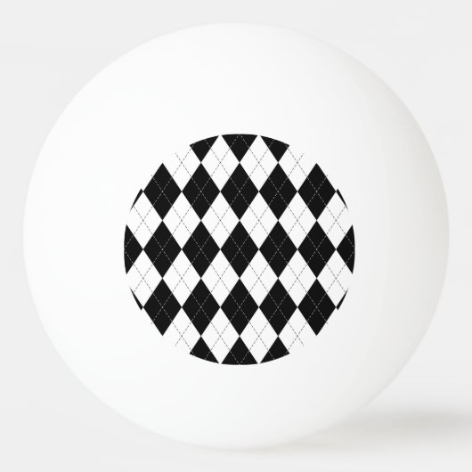 Zwart Wit Geometrisch Argyle Patroon Pingpongbal (Voorkant)