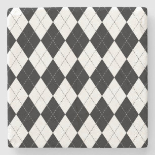 Zwart Wit Geometrisch Argyle Patroon Stenen Onderzetter