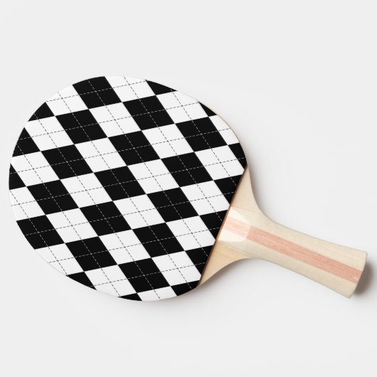 Zwart Wit Geometrisch Argyle Patroon Tafeltennisbatje (Zijkant)