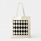 Zwart Wit Geometrisch Argyle Patroon Tote Bag (Achterkant)