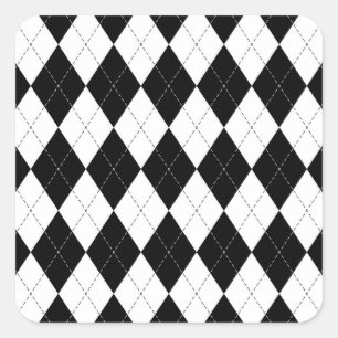 Zwart Wit Geometrisch Argyle Patroon Vierkante Sticker