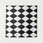 Zwart Wit Geometrisch Argyle Patroon Wandkleed (Voorkant (horizontaal))