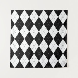 Zwart Wit Geometrisch Argyle Patroon Wandkleed