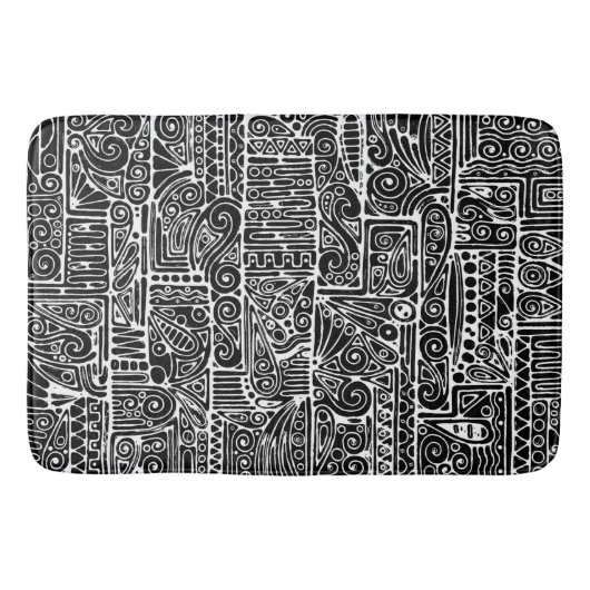 Zwart-wit geometrisch art 2 badmat (Voorkant)