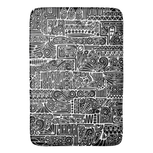 Zwart-wit geometrisch art 2 badmat (Voorkant Verticaal)