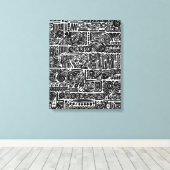 Zwart-wit geometrisch art 2 canvas afdruk (Insitu (Houten vloer))