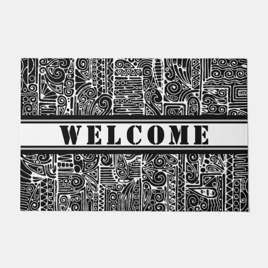 Zwart-wit geometrisch art 2 deurmat (Voorkant)